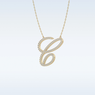 Customized C Shaped Moissanite Necklace –  0.144 CT Round Cut in 14K/18K Gold