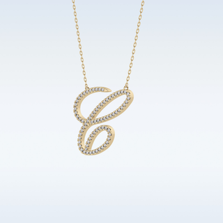 Customized C Shaped Moissanite Necklace –  0.144 CT Round Cut in 14K/18K Gold