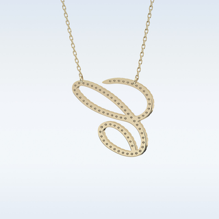 Customized C Shaped Moissanite Necklace –  0.144 CT Round Cut in 14K/18K Gold
