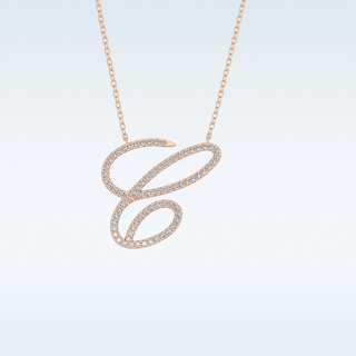 Customized C Shaped Moissanite Necklace –  0.144 CT Round Cut in 14K/18K Gold