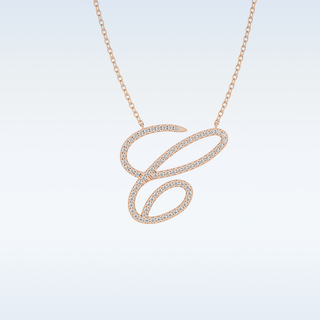 Customized C Shaped Moissanite Necklace –  0.144 CT Round Cut in 14K/18K Gold