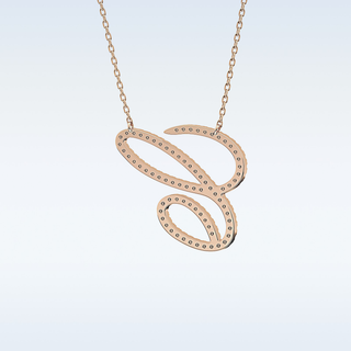 Customized C Shaped Moissanite Necklace –  0.144 CT Round Cut in 14K/18K Gold