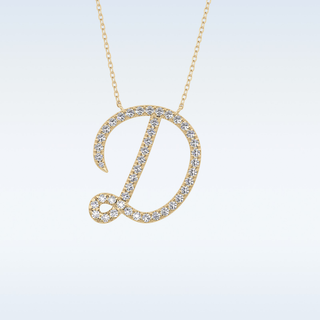Customized D Shaped Moissanite Necklace – 0.43 CT Round Cut in 14K/18K Gold