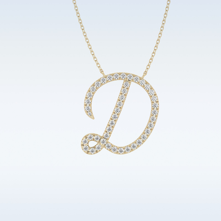 Customized D Shaped Moissanite Necklace – 0.43 CT Round Cut in 14K/18K Gold
