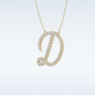 Customized D Shaped Moissanite Necklace – 0.43 CT Round Cut in 14K/18K Gold
