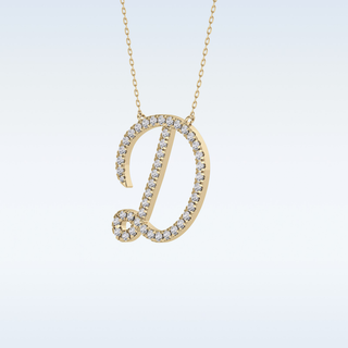 Customized D Shaped Moissanite Necklace – 0.43 CT Round Cut in 14K/18K Gold