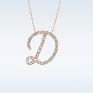 Customized D Shaped Moissanite Necklace – 0.43 CT Round Cut in 14K/18K Gold