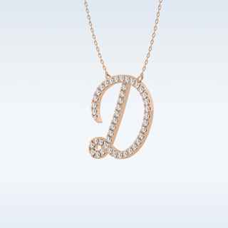 Customized D Shaped Moissanite Necklace – 0.43 CT Round Cut in 14K/18K Gold