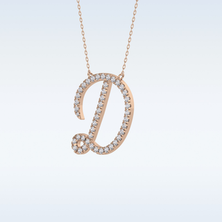 Customized D Shaped Moissanite Necklace – 0.43 CT Round Cut in 14K/18K Gold