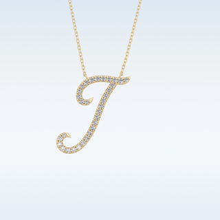 Customized I Shaped  Moissanite Necklace – 0.18 CT Round Cut in 14K/18K Gold