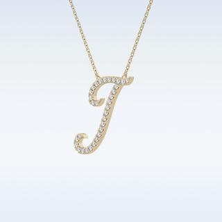 Customized I Shaped  Moissanite Necklace – 0.18 CT Round Cut in 14K/18K Gold