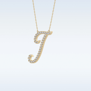 Customized I Shaped  Moissanite Necklace – 0.18 CT Round Cut in 14K/18K Gold