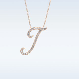 Customized I Shaped  Moissanite Necklace – 0.18 CT Round Cut in 14K/18K Gold