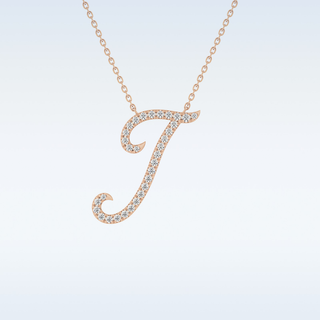 Customized I Shaped  Moissanite Necklace – 0.18 CT Round Cut in 14K/18K Gold