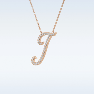 Customized I Shaped  Moissanite Necklace – 0.18 CT Round Cut in 14K/18K Gold