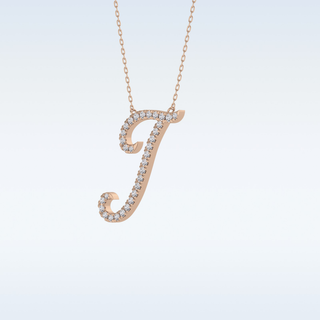 Customized I Shaped  Moissanite Necklace – 0.18 CT Round Cut in 14K/18K Gold