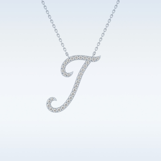 Customized I Shaped  Moissanite Necklace – 0.18 CT Round Cut in 14K/18K Gold