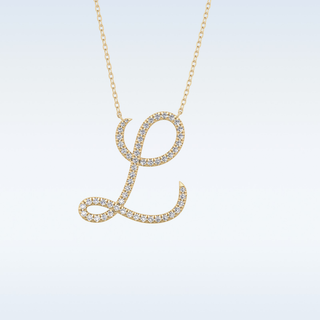 Customized L Shaped  Moissanite Necklace – 0.19 CT Round Cut in 14K/18K Gold