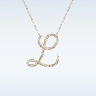 Customized L Shaped  Moissanite Necklace – 0.19 CT Round Cut in 14K/18K Gold