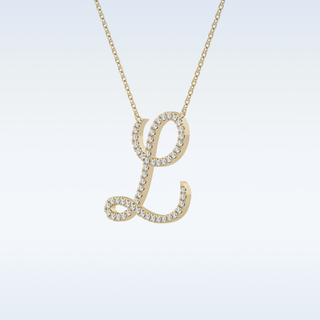Customized L Shaped  Moissanite Necklace – 0.19 CT Round Cut in 14K/18K Gold