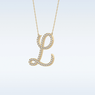 Customized L Shaped  Moissanite Necklace – 0.19 CT Round Cut in 14K/18K Gold