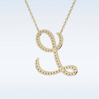 Customized L Shaped  Moissanite Necklace – 0.19 CT Round Cut in 14K/18K Gold