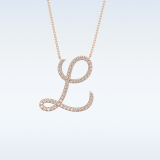 Customized L Shaped  Moissanite Necklace – 0.19 CT Round Cut in 14K/18K Gold