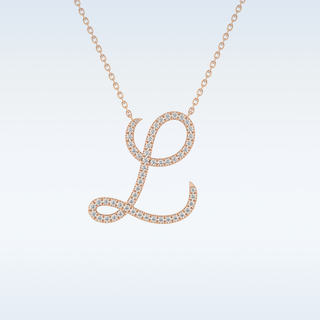 Customized L Shaped  Moissanite Necklace – 0.19 CT Round Cut in 14K/18K Gold