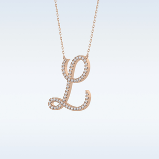 Customized L Shaped  Moissanite Necklace – 0.19 CT Round Cut in 14K/18K Gold