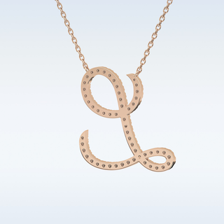 Customized L Shaped  Moissanite Necklace – 0.19 CT Round Cut in 14K/18K Gold