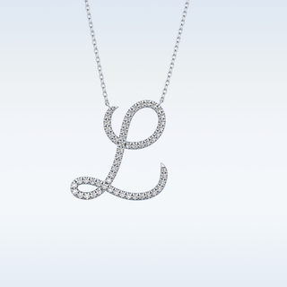 Customized L Shaped  Moissanite Necklace – 0.19 CT Round Cut in 14K/18K Gold