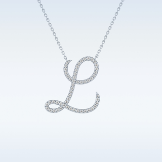 Customized L Shaped  Moissanite Necklace – 0.19 CT Round Cut in 14K/18K Gold