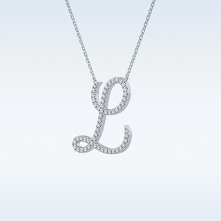 Customized L Shaped  Moissanite Necklace – 0.19 CT Round Cut in 14K/18K Gold