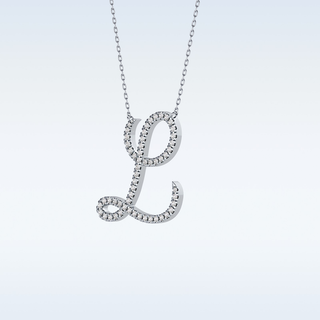 Customized L Shaped  Moissanite Necklace – 0.19 CT Round Cut in 14K/18K Gold