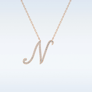 Customized M Shaped  Moissanite Necklace – 0.09 CT Round Cut in 14K/18K Gold