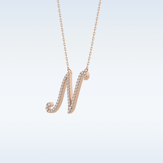 Customized M Shaped  Moissanite Necklace – 0.09 CT Round Cut in 14K/18K Gold