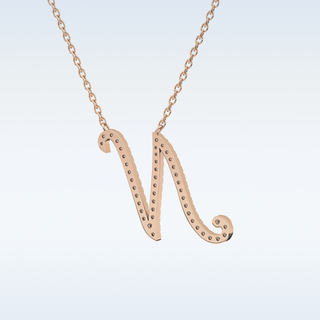 Customized M Shaped  Moissanite Necklace – 0.09 CT Round Cut in 14K/18K Gold