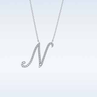 Customized M Shaped  Moissanite Necklace – 0.09 CT Round Cut in 14K/18K Gold
