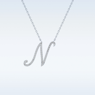 Customized M Shaped  Moissanite Necklace – 0.09 CT Round Cut in 14K/18K Gold