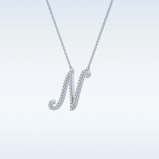 Customized M Shaped  Moissanite Necklace – 0.09 CT Round Cut in 14K/18K Gold