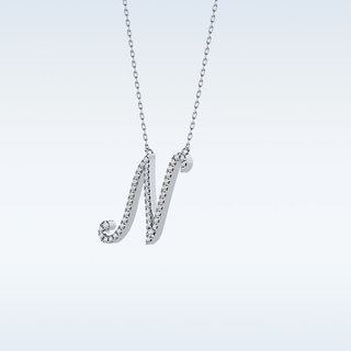Customized M Shaped  Moissanite Necklace – 0.09 CT Round Cut in 14K/18K Gold