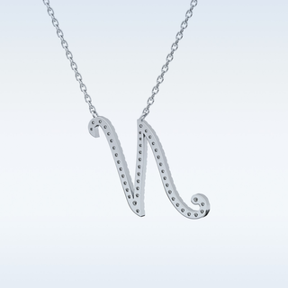 Customized M Shaped  Moissanite Necklace – 0.09 CT Round Cut in 14K/18K Gold