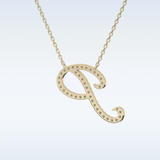 Customized P Shaped  Moissanite Necklace – 0.13 CT Round Cut in 14K/18K Gold