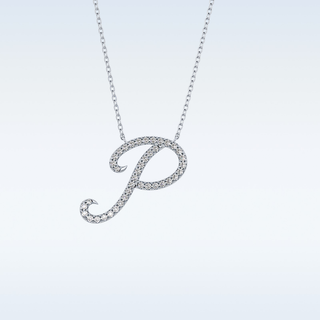Customized P Shaped  Moissanite Necklace – 0.13 CT Round Cut in 14K/18K Gold