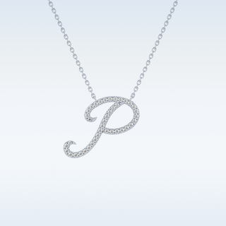 Customized P Shaped  Moissanite Necklace – 0.13 CT Round Cut in 14K/18K Gold