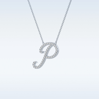 Customized P Shaped  Moissanite Necklace – 0.13 CT Round Cut in 14K/18K Gold