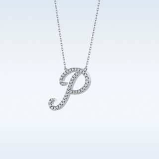 Customized P Shaped  Moissanite Necklace – 0.13 CT Round Cut in 14K/18K Gold
