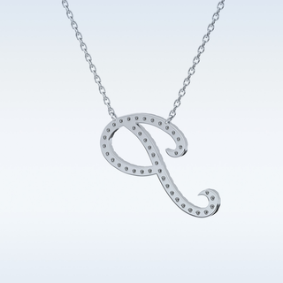 Customized P Shaped  Moissanite Necklace – 0.13 CT Round Cut in 14K/18K Gold