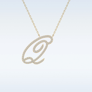 Customized Q Shaped Moissanite Necklace – 0.18 CT Round Cut in 14K/18K Gold