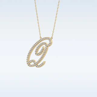 Customized Q Shaped Moissanite Necklace – 0.18 CT Round Cut in 14K/18K Gold